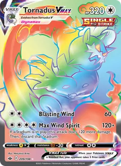 Tornadus VMAX — Chilling Reign #209, 2021. Illustrated by Mitsuhiro Arita.