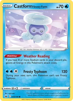 Castform Snowy Form — Chilling Reign #34, 2021. Illustrated by miki kudo.