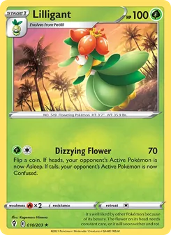 Lilligant — Evolving Skies #10, 2021. Illustrated by Kagemaru Himeno.