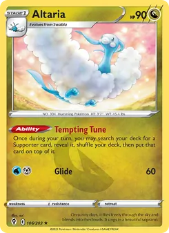 Altaria — Evolving Skies #106, 2021. Illustrated by sui.