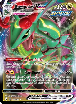 Rayquaza VMAX — Evolving Skies #111, 2021. Illustrated by PLANETA Mochizuki.