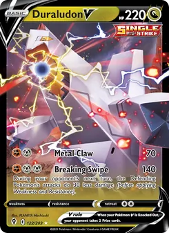 Duraludon V — Evolving Skies #122, 2021. Illustrated by PLANETA Mochizuki.