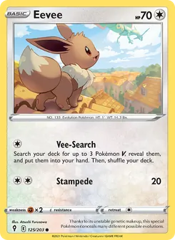 Eevee — Evolving Skies #125, 2021. Illustrated by Atsushi Furusawa.