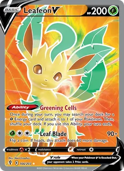 Leafeon V — Evolving Skies #166, 2021. Illustrated by 5ban Graphics.
