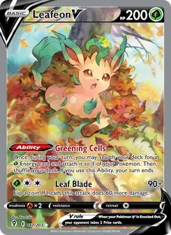 Leafeon V — Evolving Skies #167, 2021. Illustrated by You Iribi.