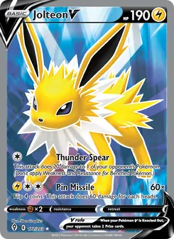 Jolteon V — Evolving Skies #177, 2021. Illustrated by 5ban Graphics.