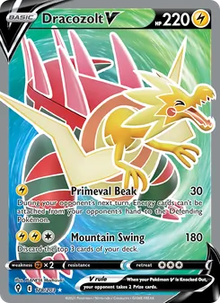 Dracozolt V — Evolving Skies #178, 2021. Illustrated by PLANETA Mochizuki.