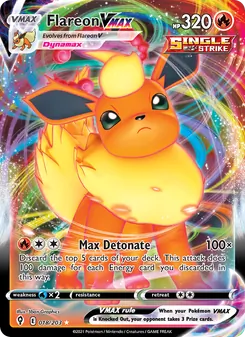 Flareon VMAX — Evolving Skies #18, 2021. Illustrated by 5ban Graphics.