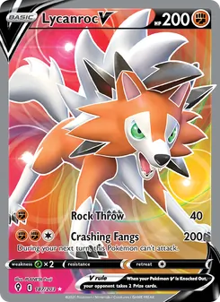 Lycanroc V — Evolving Skies #187, 2021. Illustrated by PLANETA Tsuji.