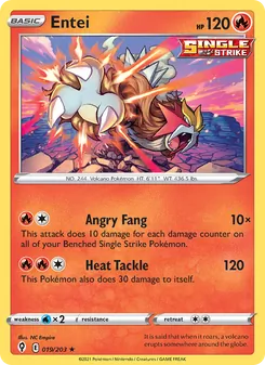 Entei — Evolving Skies #19, 2021. Illustrated by NC Empire.