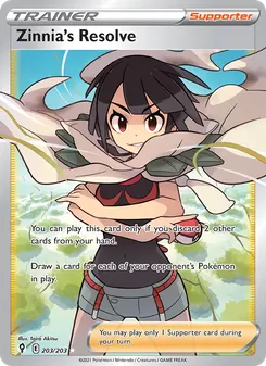 Zinnia's Resolve — Evolving Skies #203, 2021. Illustrated by Taira Akitsu.