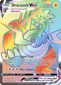 Dracozolt VMAX — Evolving Skies #210, 2021. Illustrated by 5ban Graphics.