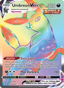 Umbreon VMAX — Evolving Skies #214, 2021. Illustrated by AKIRA EGAWA.