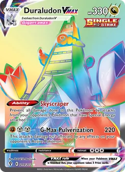 Duraludon VMAX — Evolving Skies #219, 2021. Illustrated by PLANETA Mochizuki.