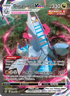 Duraludon VMAX — Evolving Skies #220, 2021. Illustrated by Saki Hayashiro.
