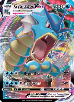 Gyarados VMAX — Evolving Skies #29, 2021. Illustrated by Shin Nagasawa.