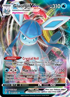 Glaceon VMAX — Evolving Skies #41, 2021. Illustrated by PLANETA Tsuji.