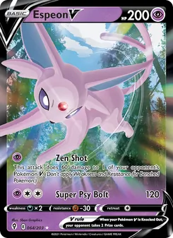 Espeon V — Evolving Skies #64, 2021. Illustrated by 5ban Graphics.