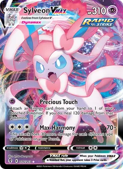Sylveon VMAX — Evolving Skies #75, 2021. Illustrated by Ryota Murayama.