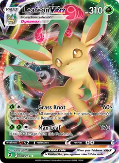 Leafeon VMAX — Evolving Skies #8, 2021. Illustrated by PLANETA Tsuji.