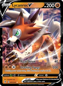 Lycanroc V — Evolving Skies #91, 2021. Illustrated by PLANETA Tsuji.