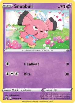 Snubbull — Fusion Strike #115, 2021. Illustrated by Kyoko Umemoto.