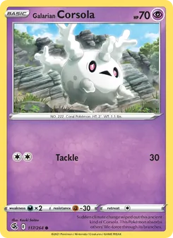 Galarian Corsola — Fusion Strike #117, 2021. Illustrated by Kouki Saitou.
