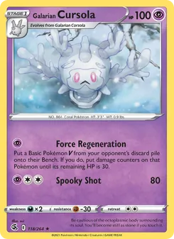 Galarian Cursola — Fusion Strike #118, 2021. Illustrated by Misa Tsutsui.