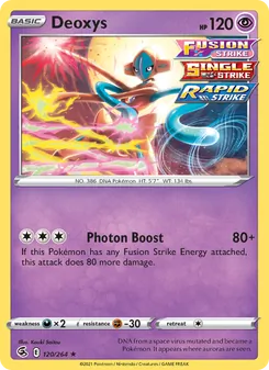 Deoxys — Fusion Strike #120, 2021. Illustrated by Kouki Saitou.