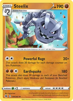 Steelix — Fusion Strike #139, 2021. Illustrated by Ryuta Fuse.
