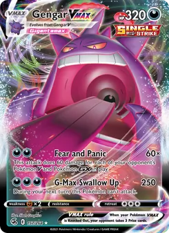 Gengar VMAX — Fusion Strike #157, 2021. Illustrated by 5ban Graphics.