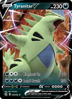 Tyranitar V — Fusion Strike #158, 2021. Illustrated by 5ban Graphics.