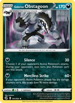Galarian Obstagoon — Fusion Strike #161, 2021. Illustrated by kodama.