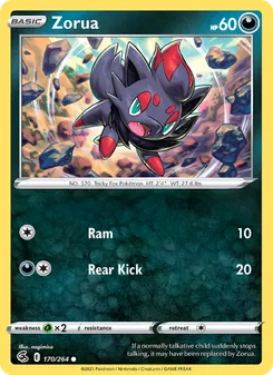 Zorua — Fusion Strike #170, 2021. Illustrated by nagimiso.