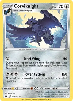 Corviknight — Fusion Strike #190, 2021. Illustrated by Ryuta Fuse.