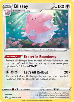 Blissey — Fusion Strike #203, 2021. Illustrated by Mizue.