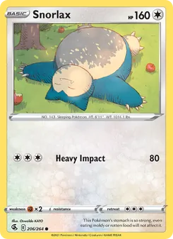 Snorlax — Fusion Strike #206, 2021. Illustrated by Oswaldo KATO.