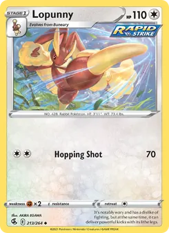 Lopunny — Fusion Strike #213, 2021. Illustrated by AKIRA EGAWA.
