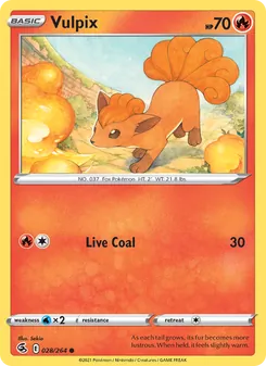 Vulpix — Fusion Strike #28, 2021. Illustrated by Sekio.