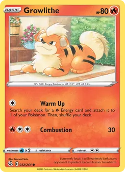Growlithe — Fusion Strike #32, 2021. Illustrated by Narumi Sato.