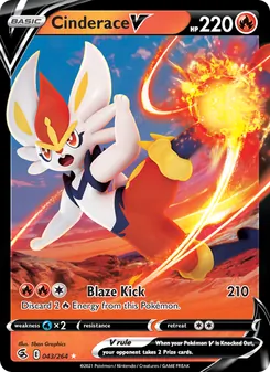 Cinderace V — Fusion Strike #43, 2021. Illustrated by 5ban Graphics.