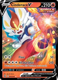 Cinderace V — Fusion Strike #44, 2021. Illustrated by aky CG Works.