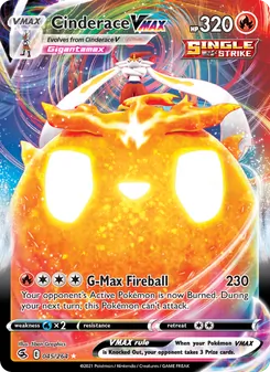 Cinderace VMAX — Fusion Strike #45, 2021. Illustrated by 5ban Graphics.