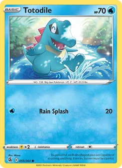 Totodile — Fusion Strike #55, 2021. Illustrated by Mizue.