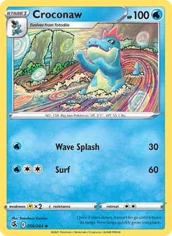 Croconaw — Fusion Strike #56, 2021. Illustrated by Tomokazu Komiya.