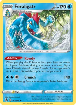 Feraligatr — Fusion Strike #57, 2021. Illustrated by Anesaki Dynamic.