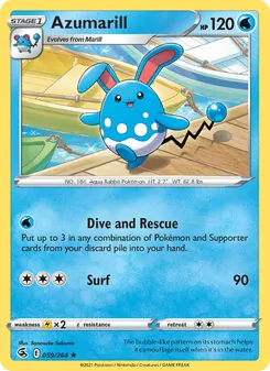 Azumarill — Fusion Strike #59, 2021. Illustrated by Sanosuke Sakuma.