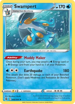 Swampert — Fusion Strike #64, 2021. Illustrated by Masakazu Fukuda.