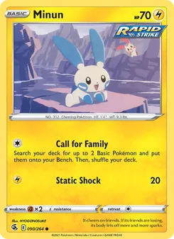 Minun — Fusion Strike #90, 2021. Illustrated by HYOGONOSUKE.