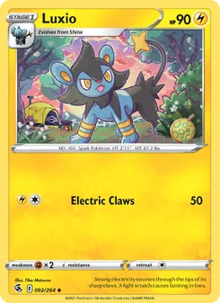 Luxio — Fusion Strike #92, 2021. Illustrated by Tika Matsuno.